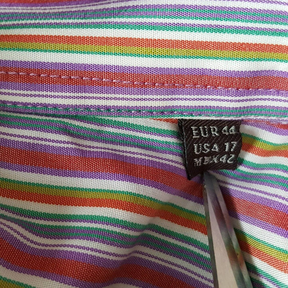 Zara Button Down Shirt Mens Size 17 Long Sleeve Shirt Striped Cotton Shirt - Picture 2 of 8